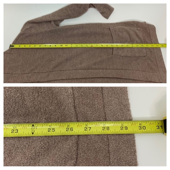 Barefoot Dreams Cozy Chic Lite Driftwood Hooded Resort Cardigan Taupe Brown - Picture 16 of 16